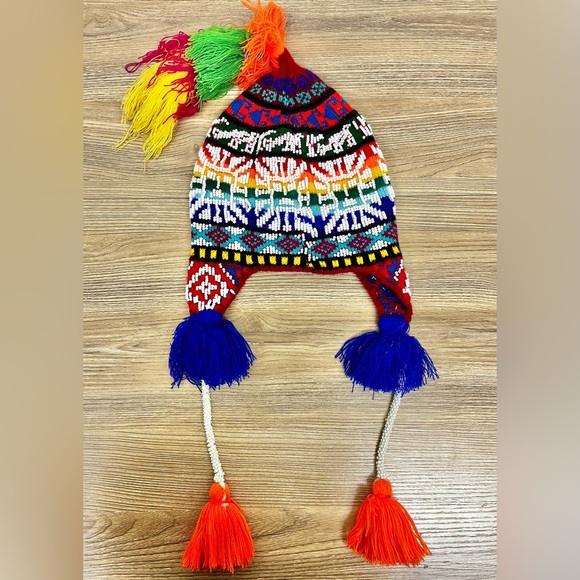 Peruvian Handmade Beaded Traditional Chullo Hat - Picture 5 of 7